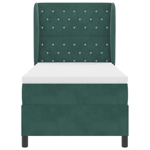 vidaXL Box Spring Bed with Mattress Dark Green 200 x 100 cm Velvet