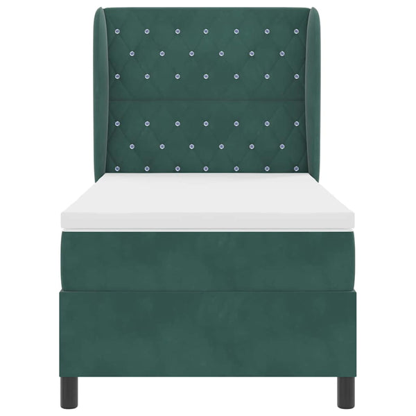 vidaXL Box Spring Bed with Mattress Dark Green 200 x 100 cm Velvet