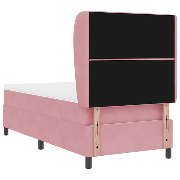 vidaXL Box Spring Bed with Mattress and Headboard Pink 200 x 100 cm Velvet
