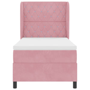 vidaXL Box Spring Bed with Mattress and Headboard Pink 200 x 100 cm Velvet