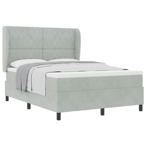 vidaXL Box Spring Bed with Mattress Light Gray 190 x 140 cm Velvet