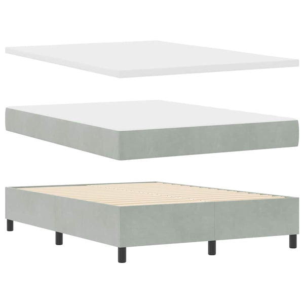 vidaXL Box Spring Bed with Mattress Light Gray 190 x 140 cm Velvet
