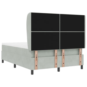 vidaXL Box Spring Bed with Mattress Light Gray 190 x 140 cm Velvet