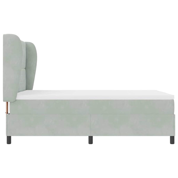 vidaXL Box Spring Bed with Mattress Light Gray 190 x 140 cm Velvet