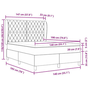 vidaXL Box Spring Bed with Mattress Light Gray 190 x 140 cm Velvet