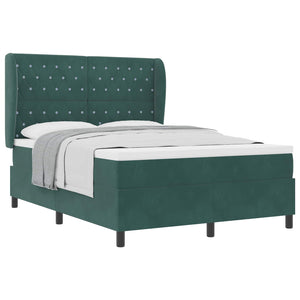 vidaXL Box Spring Bed with Mattress Dark Green 190 x 140 cm Velvet