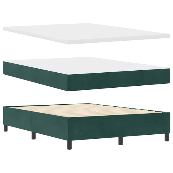 vidaXL Box Spring Bed with Mattress Dark Green 190 x 140 cm Velvet