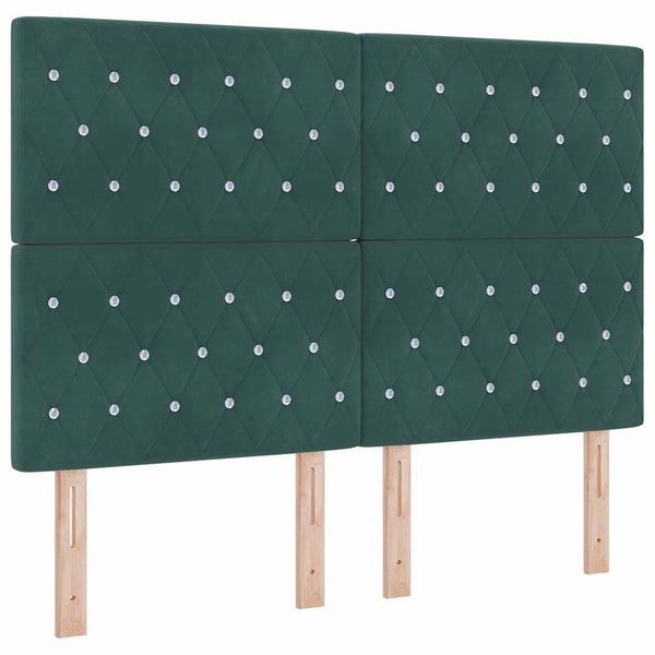 vidaXL Box Spring Bed with Mattress Dark Green 190 x 140 cm Velvet