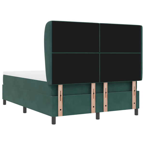 vidaXL Box Spring Bed with Mattress Dark Green 190 x 140 cm Velvet