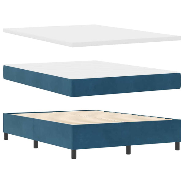 vidaXL Box Spring Bed with Mattress Dark Blue 190 x 140 cm Velvet