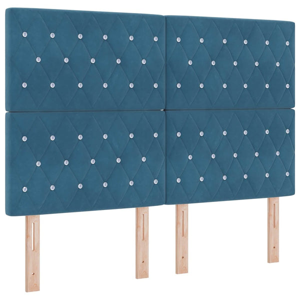 vidaXL Box Spring Bed with Mattress Dark Blue 190 x 140 cm Velvet