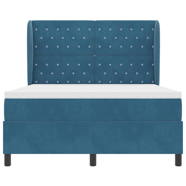 vidaXL Box Spring Bed with Mattress Dark Blue 190 x 140 cm Velvet