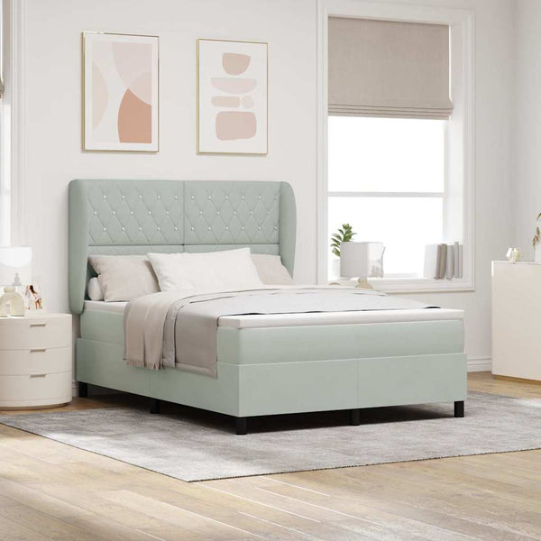 vidaXL Box Spring Bed with Mattress Light Grey 200 x 140 cm Velvet
