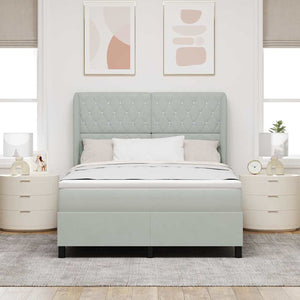 vidaXL Box Spring Bed with Mattress Light Grey 200 x 140 cm Velvet