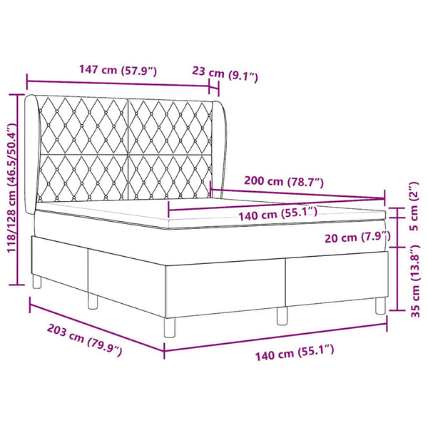 vidaXL Box Spring Bed with Mattress Light Grey 200 x 140 cm Velvet