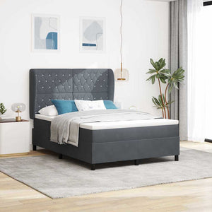 vidaXL Box Spring Bed with Mattress Dark Grey 200 x 140 cm Velvet
