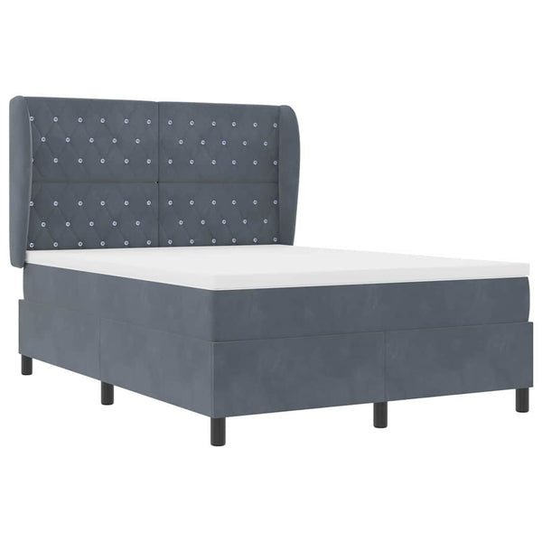 vidaXL Box Spring Bed with Mattress Dark Grey 200 x 140 cm Velvet