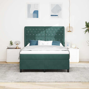 vidaXL Box Spring Bed with Mattress Dark Green 200 x 140 cm Velvet