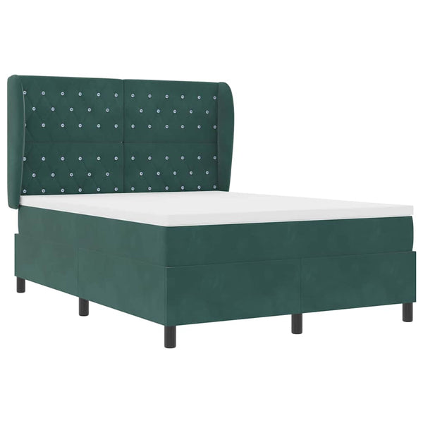 vidaXL Box Spring Bed with Mattress Dark Green 200 x 140 cm Velvet