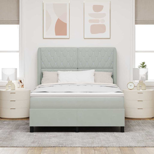 vidaXL Box Spring Bed with Mattress Light Grey 200 x 160 cm Velvet