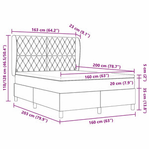 vidaXL Box Spring Bed with Mattress Dark Grey 200 x 160 cm Velvet