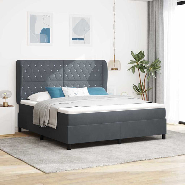 vidaXL Box Spring Bed with Mattress Dark Grey 200 x 180 cm Velvet