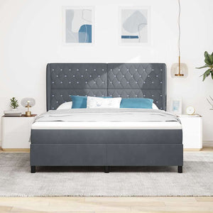 vidaXL Box Spring Bed with Mattress Dark Grey 200 x 180 cm Velvet