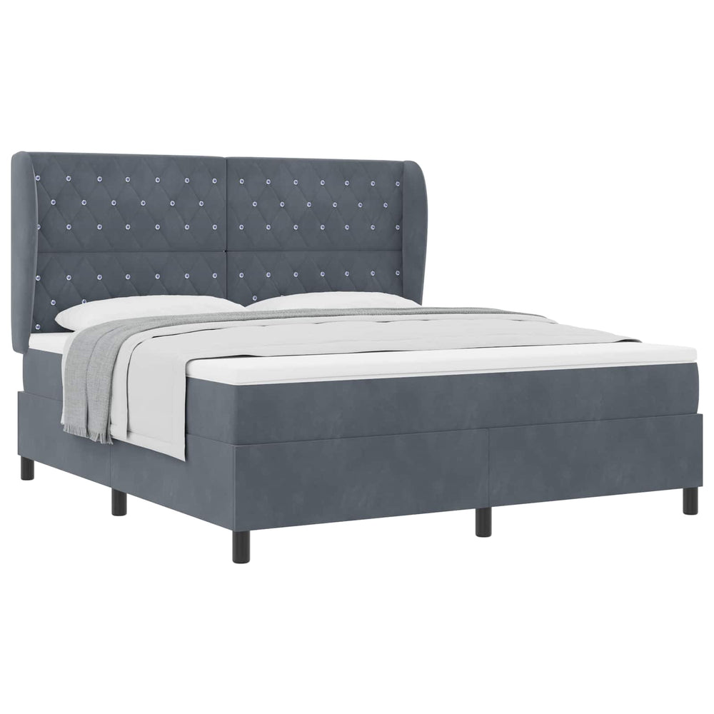 vidaXL Box Spring Bed with Mattress Dark Grey 200 x 180 cm Velvet