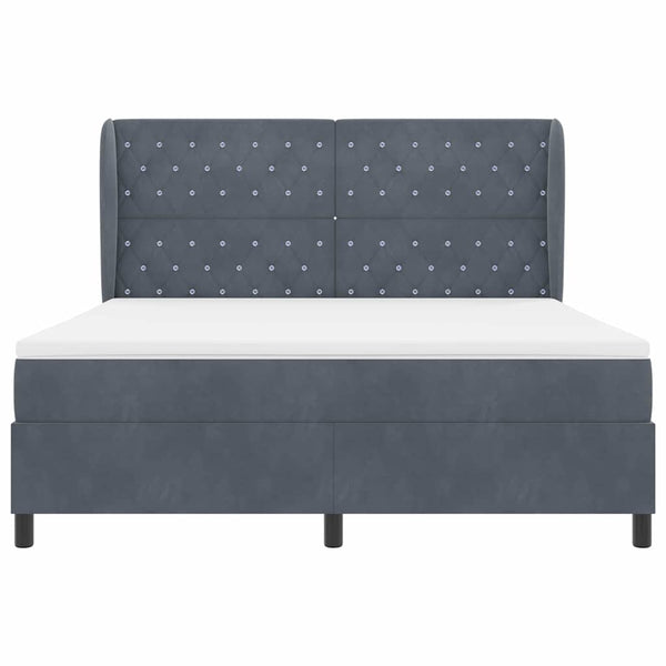 vidaXL Box Spring Bed with Mattress Dark Grey 200 x 180 cm Velvet