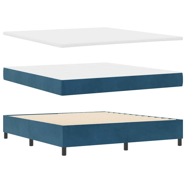 vidaXL Box Spring Bed with Mattress Dark Blue 200 x 180 cm Velvet