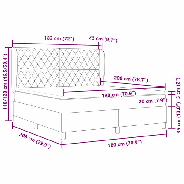 vidaXL Box Spring Bed with Mattress Dark Blue 200 x 180 cm Velvet