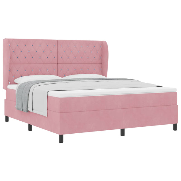 vidaXL Box Spring Bed with Mattress and Headboard Pink 200 x 180 cm Velvet