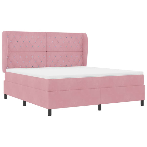 vidaXL Box Spring Bed with Mattress and Headboard Pink 200 x 180 cm Velvet