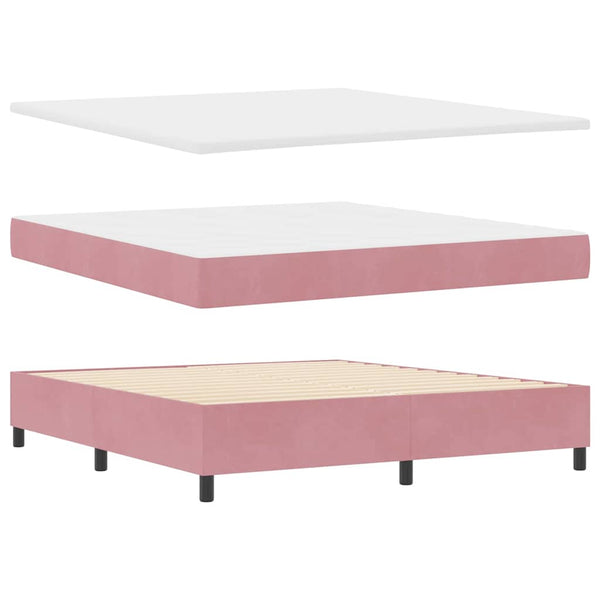 vidaXL Box Spring Bed with Mattress and Headboard Pink 200 x 180 cm Velvet