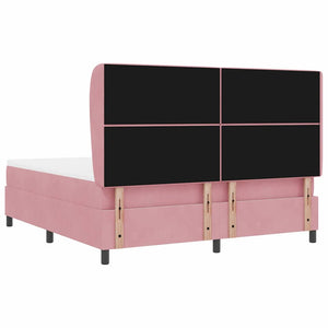 vidaXL Box Spring Bed with Mattress and Headboard Pink 200 x 180 cm Velvet