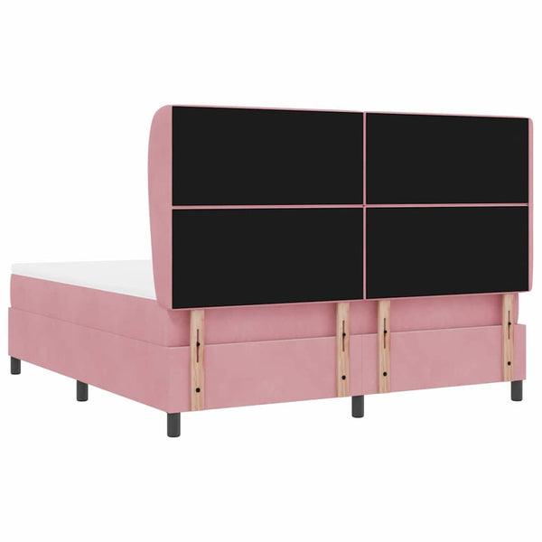 vidaXL Box Spring Bed with Mattress and Headboard Pink 200 x 180 cm Velvet