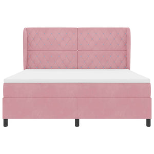 vidaXL Box Spring Bed with Mattress and Headboard Pink 200 x 180 cm Velvet