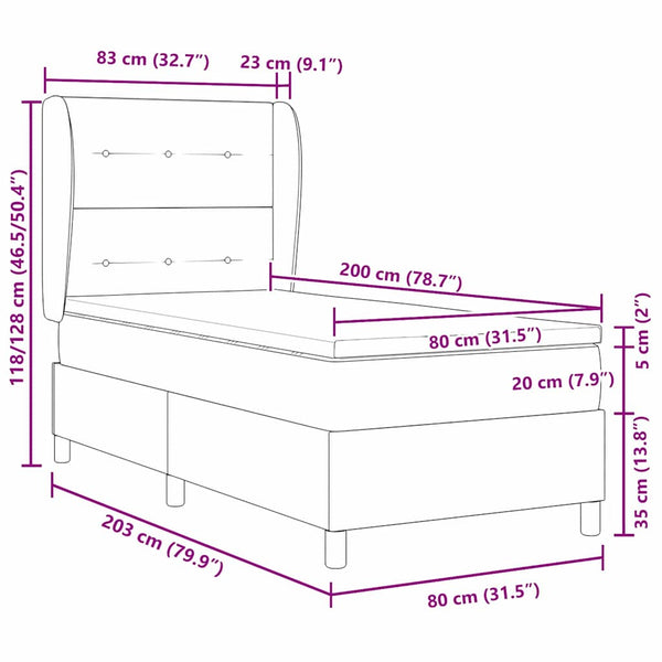 vidaXL Box Spring Bed with Mattress Black 200 x 80 cm Velvet