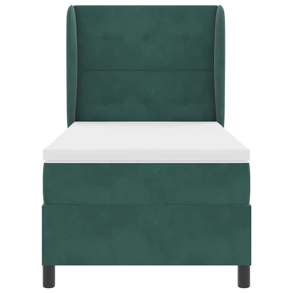 vidaXL Box Spring Bed with Mattress Dark Green 200 x 80 cm Velvet