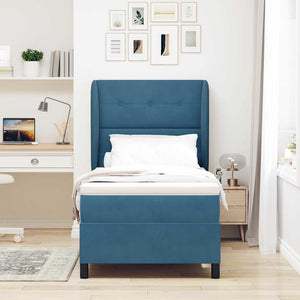 vidaXL Box Spring Bed with Mattress Dark Blue 200 x 80 cm Velvet