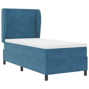 vidaXL Box Spring Bed with Mattress Dark Blue 200 x 80 cm Velvet