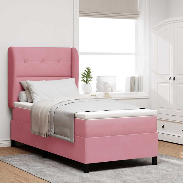 vidaXL Box Spring Bed with Mattress and Headboard Pink 200 x 80 cm Velvet