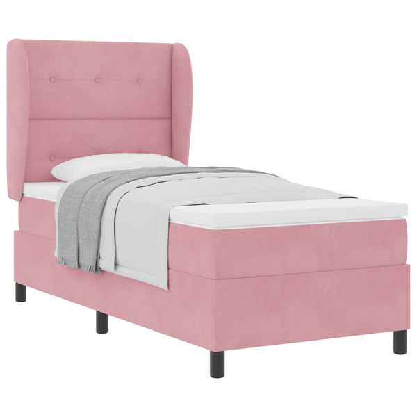 vidaXL Box Spring Bed with Mattress and Headboard Pink 200 x 80 cm Velvet