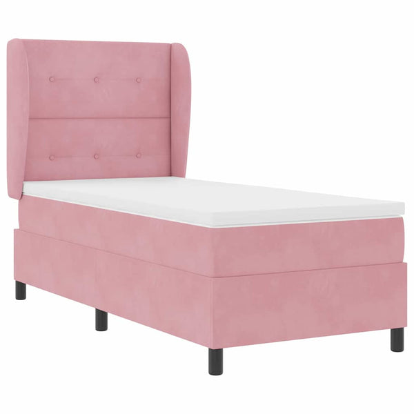 vidaXL Box Spring Bed with Mattress and Headboard Pink 200 x 80 cm Velvet
