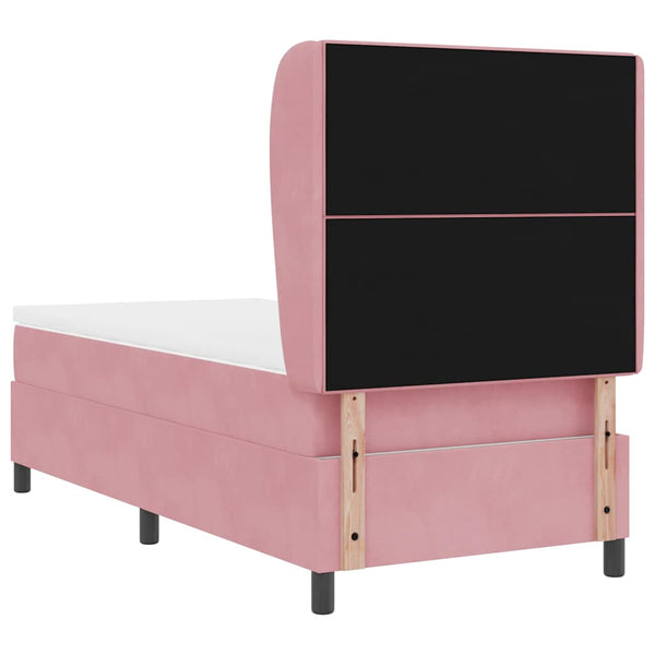 vidaXL Box Spring Bed with Mattress and Headboard Pink 200 x 80 cm Velvet