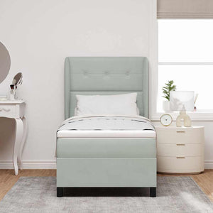 vidaXL Box Spring Bed with Mattress Light Grey 190 x 90 cm Velvet