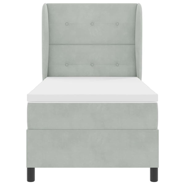 vidaXL Box Spring Bed with Mattress Light Grey 190 x 90 cm Velvet