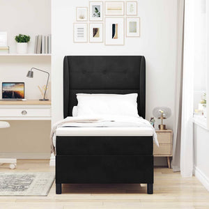 vidaXL Box Spring Bed with Mattress Black 190 x 90 cm Velvet
