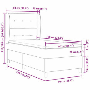 vidaXL Box Spring Bed with Mattress Black 190 x 90 cm Velvet