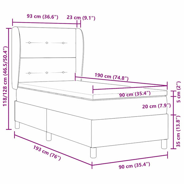 vidaXL Box Spring Bed with Mattress Black 190 x 90 cm Velvet